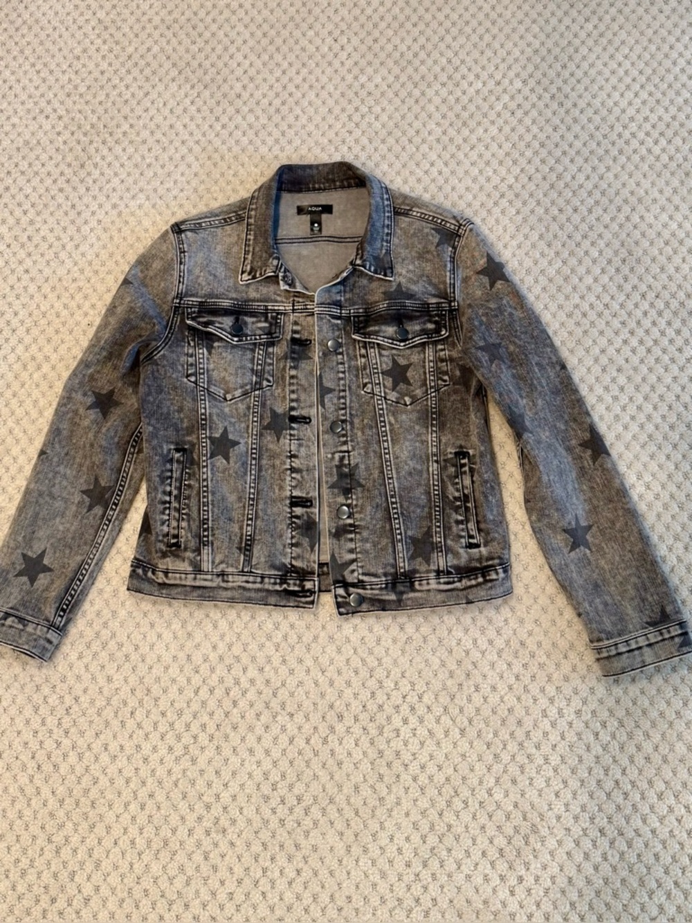 Aqua Black Washed Star-Print Denim Jacket
